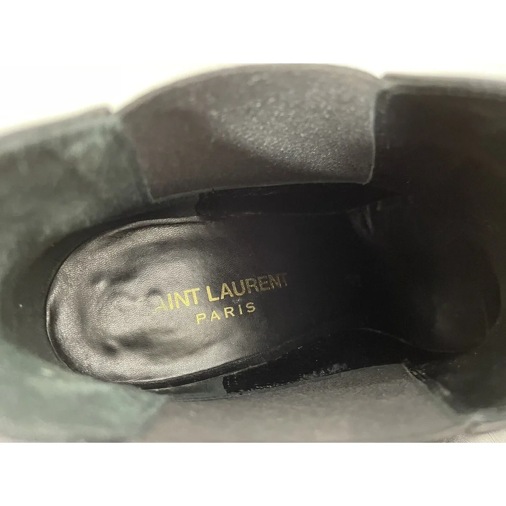SAINT LAURENT PARIS Booties Boots Sz 37 US 6.5 Black Calfskin Ankle Italy